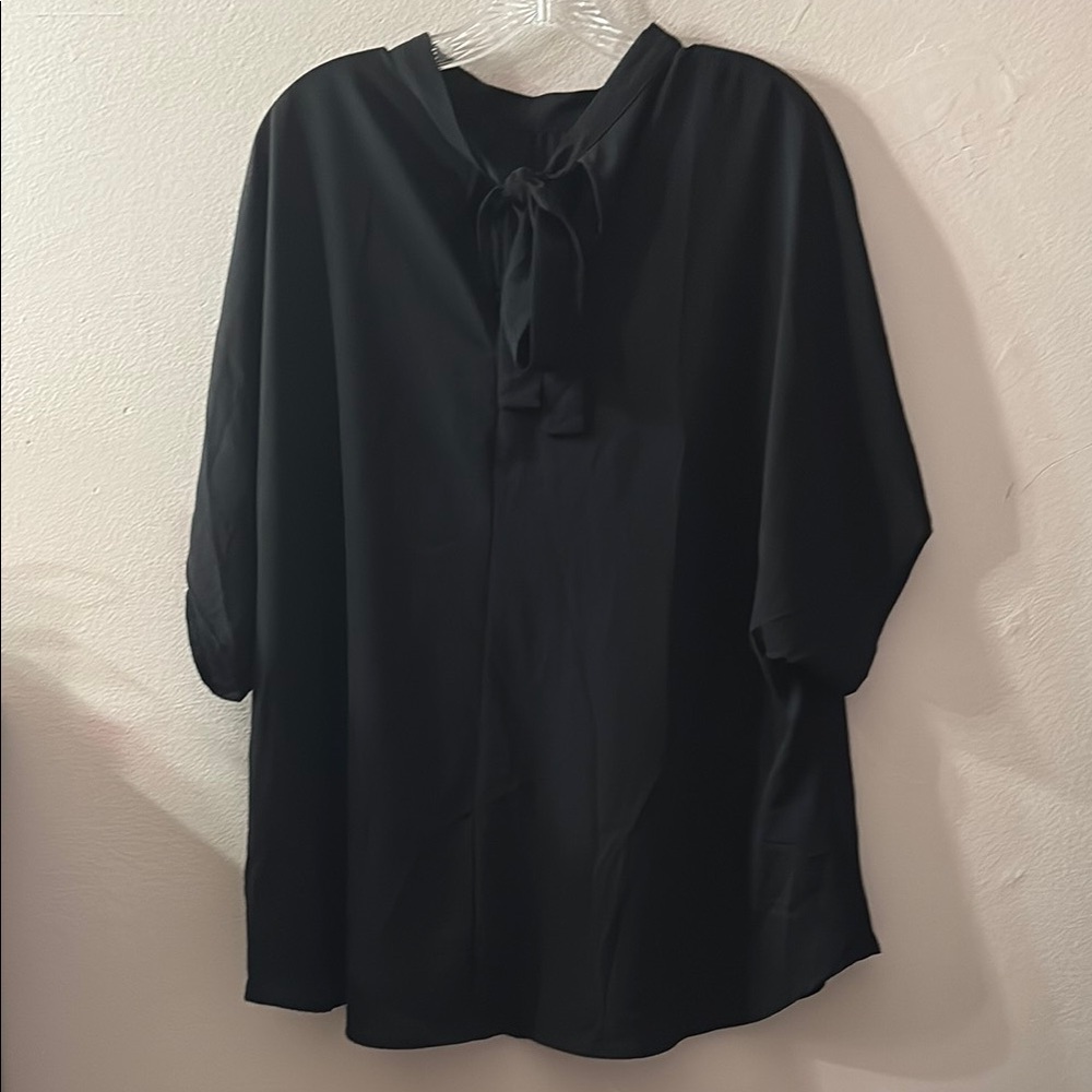 Black Tie-Neck Blouse